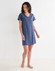 Zest Sleep Palm T-Shirt Nightie, Navy Marle product photo View 03 S