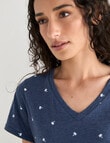 Zest Sleep Palm T-Shirt Nightie, Navy Marle product photo View 04 S