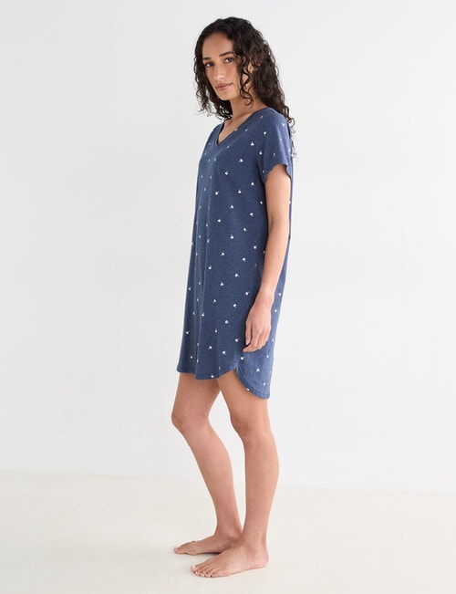 Zest Sleep Palm T-Shirt Nightie, Navy Marle product photo View 05 L