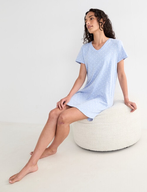 Zest Sleep Spot T-Shirt Nightie, Blue Marle product photo View 03 L