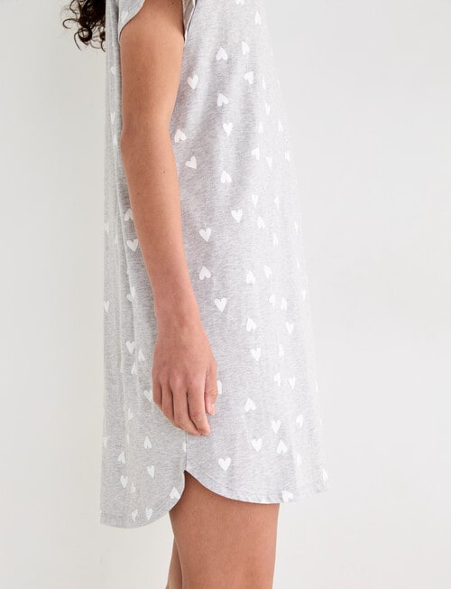Zest Sleep Heart T-Shirt Nightie, Grey Marle product photo View 04 L