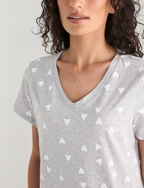 Zest Sleep Heart T-Shirt Nightie, Grey Marle product photo View 06 L