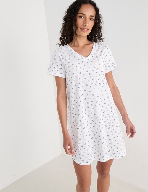 Zest Sleep Flower T-Shirt Nightie, Ivory product photo View 06 L
