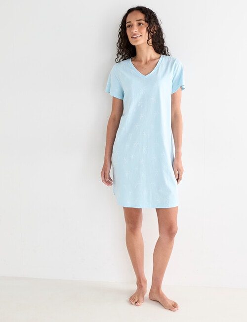 Zest Sleep T-Shirt Nightie, Aqua product photo View 03 L