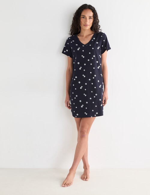 Zest Sleep Daisy T-Shirt Nightie, Navy product photo View 03 L
