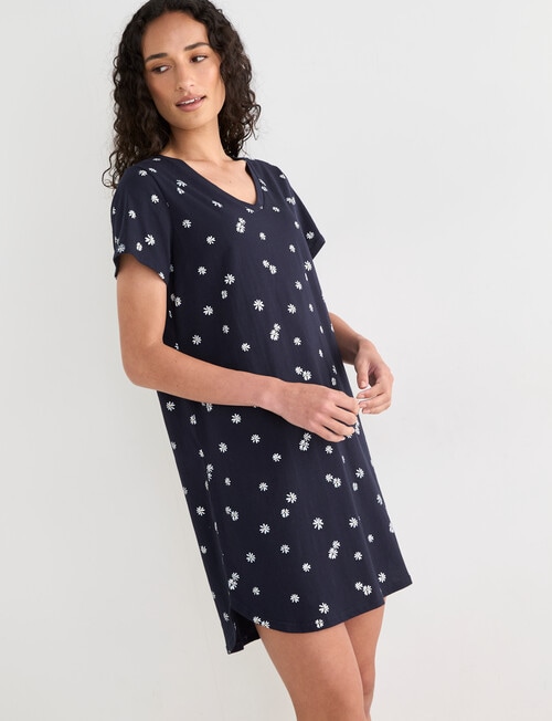 Zest Sleep Daisy T-Shirt Nightie, Navy product photo View 05 L