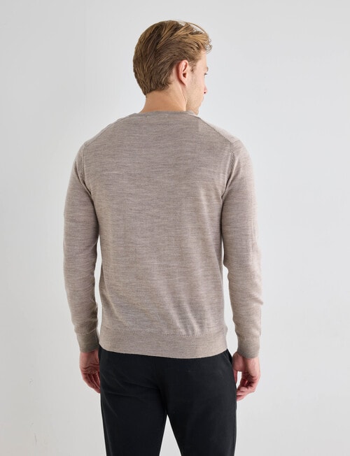 North South Merino Merino Crew Neck Jumper, Sand product photo View 02 L