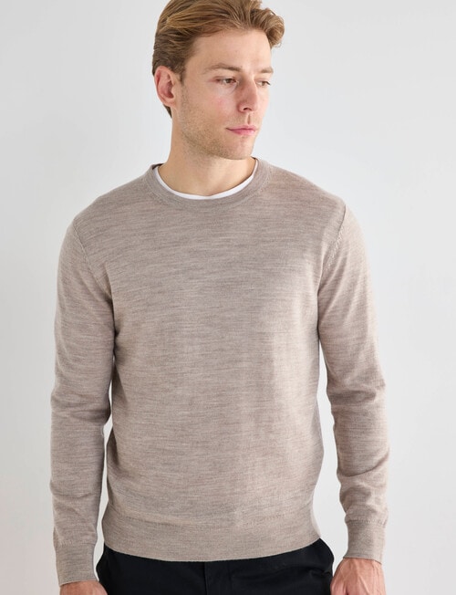 North South Merino Merino Crew Neck Jumper, Sand product photo View 05 L