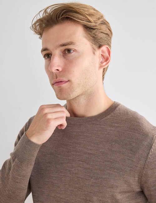 North South Merino Merino Crew Neck Jumper, Fawn product photo View 04 L
