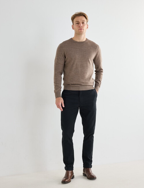 North South Merino Merino Crew Neck Jumper, Fawn product photo View 06 L