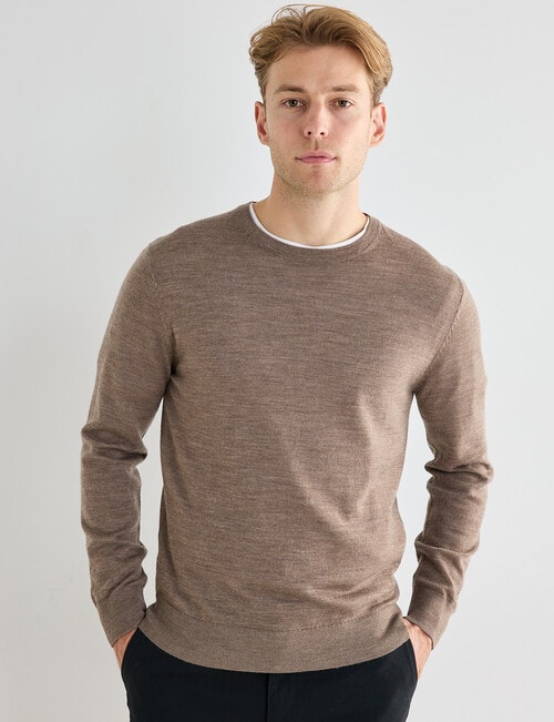 North South Merino Merino Crew Neck Jumper, Fawn, Size M product photo