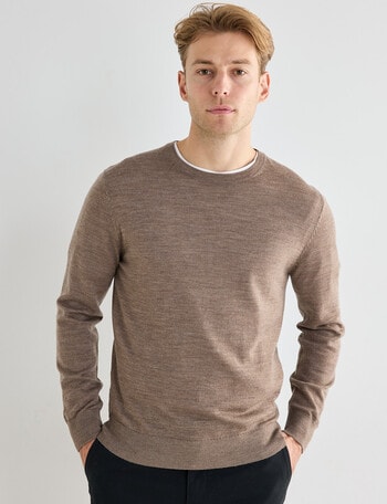 North South Merino Merino Crew Neck Jumper, Fawn product photo