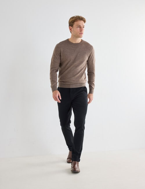 North South Merino Merino Crew Neck Jumper, Fawn product photo View 03 L