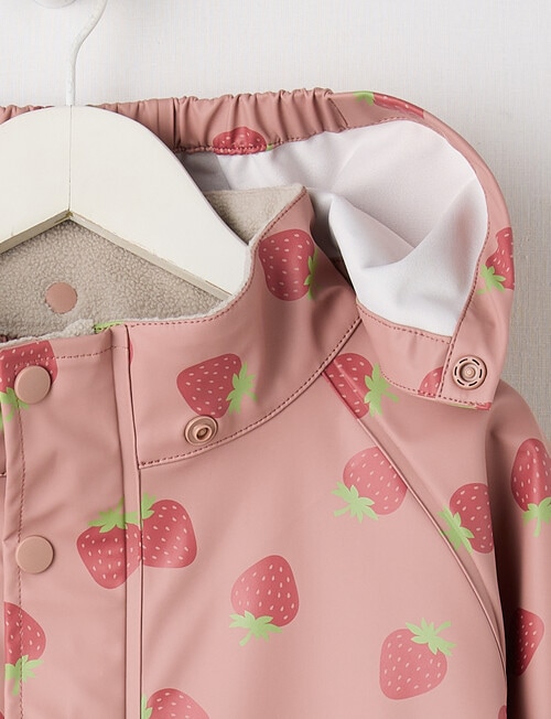 Mum 2 Mum Strawberries Rainwear Jacket, Dusty Pink product photo View 04 L