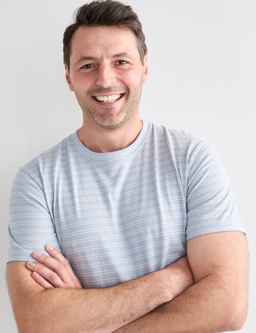 Chisel Ultimate Crew Tee, Light Blue Stripes product photo