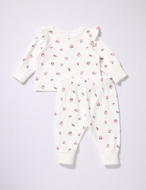 Teeny Weeny Sleep Sleep Flower PJ Set, 2-Piece, White product photo