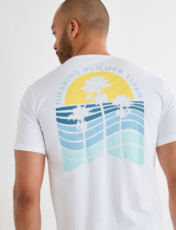 Gasoline Summer Vibes Printed Tee, White product photo