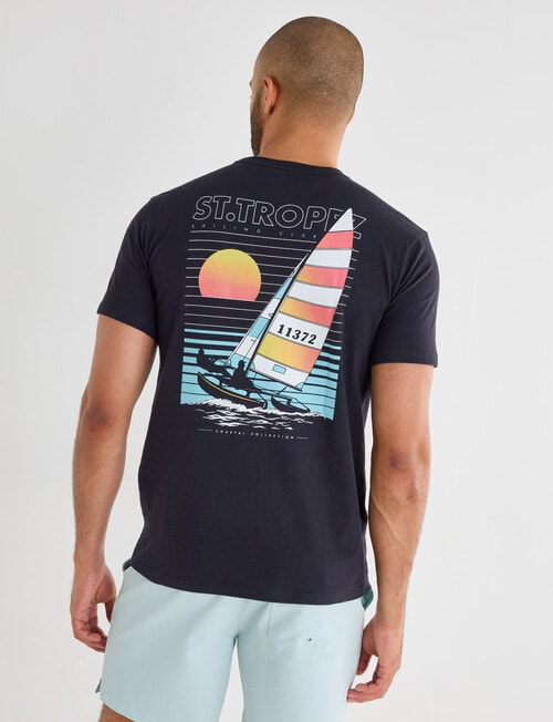 Gasoline St Tropez Printed Tee, Black product photo View 02 L