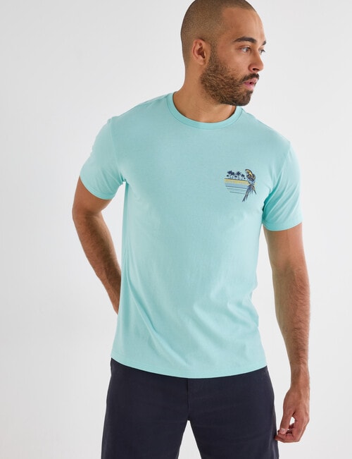 Gasoline Sunset Beach Printed Tee, Mint product photo View 04 L