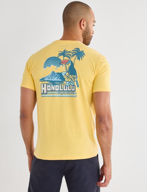 Gasoline Honolulu Printed Tee, Yellow product photo View 02 L