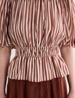 State of play Sorcha Stripe Puff Sleeve Top, Rust product photo View 05 S