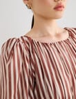 State of play Sorcha Stripe Puff Sleeve Top, Rust product photo View 07 S