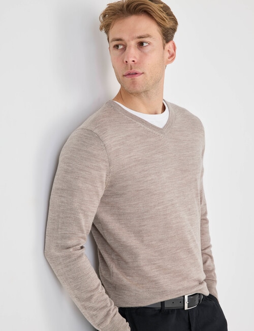 North South Merino Merino V-Neck Jumper, Sand product photo