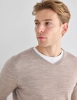 North South Merino Merino V-Neck Jumper, Sand product photo View 04 S