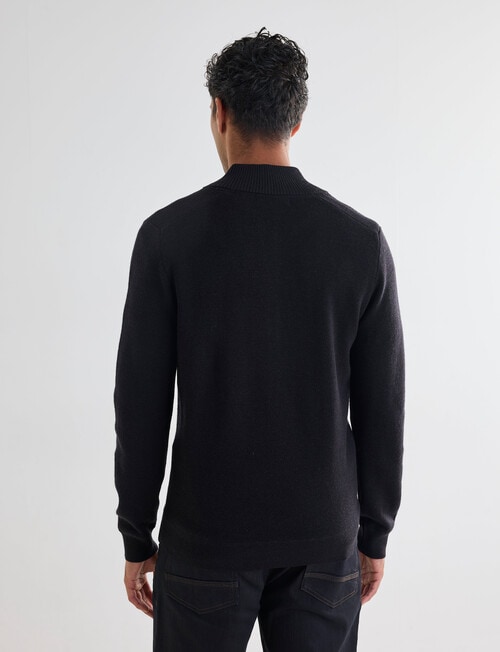 North South Merino Merino Milano 1/4 Zip Jumper, Black product photo View 02 L