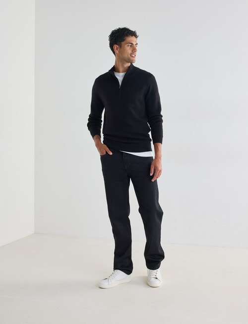 North South Merino Merino Milano 1/4 Zip Jumper, Black product photo View 03 L
