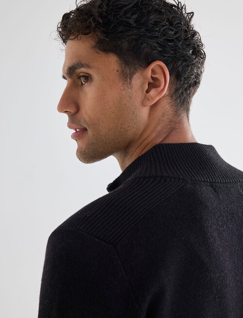 North South Merino Merino Milano 1/4 Zip Jumper, Black product photo View 08 L