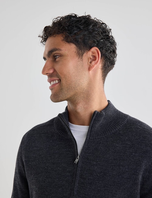 North South Merino Merino Milano 1/4 Zip Jumper, Charcoal product photo View 04 L