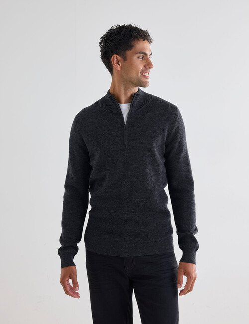 North South Merino Merino Milano 1/4 Zip Jumper, Charcoal product photo View 06 L