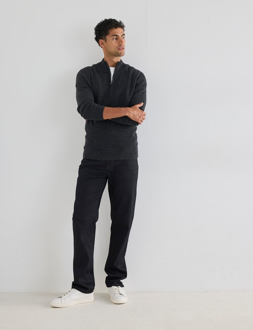 North South Merino Milano 1/4 Zip Jumper, Charcoal, Size L product photo View 03 L