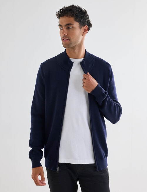 North South Merino Merino Milano Full Zip Jumper, Navy product photo View 04 L