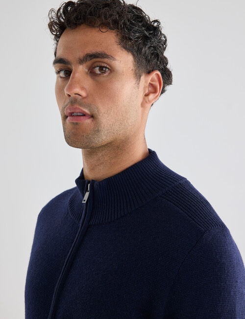 North South Merino Merino Milano Full Zip Jumper, Navy product photo View 07 L