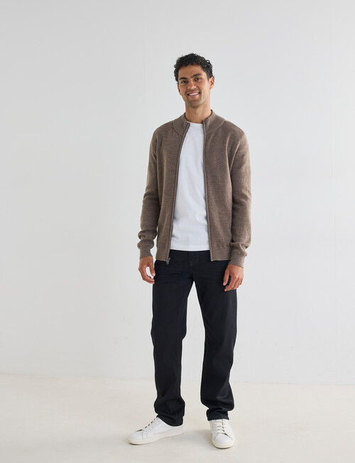 North South Merino Merino Milano Full Zip Jumper, Fawn product photo View 03 L