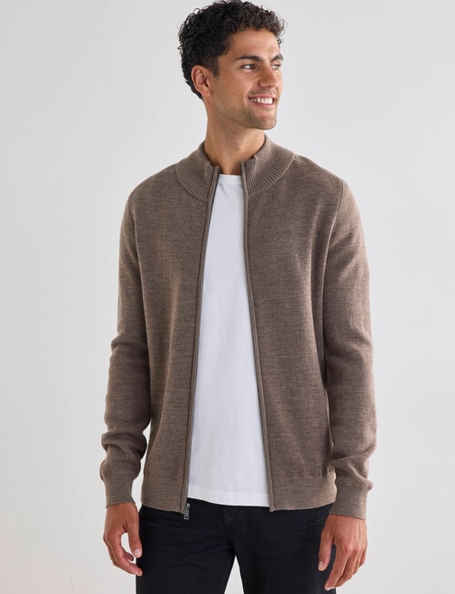 North South Merino Merino Milano Full Zip Jumper, Fawn product photo View 04 L