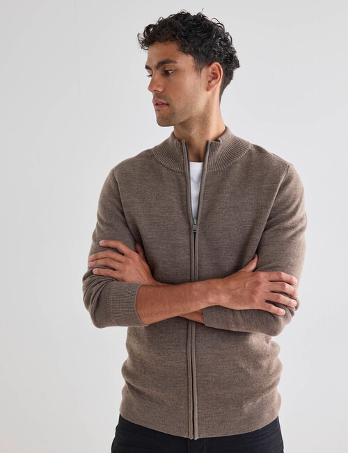 North South Merino Merino Milano Full Zip Jumper, Fawn product photo View 05 L