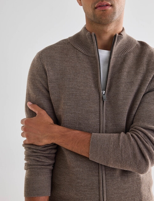 North South Merino Merino Milano Full Zip Jumper, Fawn product photo View 06 L
