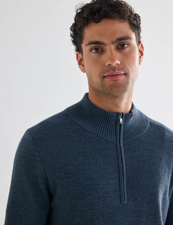 North South Merino Merino Milano 1/4 Zip Jumper, Petrol product photo