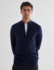 North South Merino Merino Milano Full Zip Jumper, Navy product photo