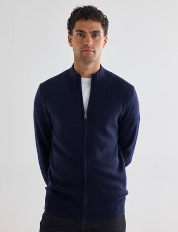 North South Merino Merino Milano Full Zip Jumper, Navy product photo