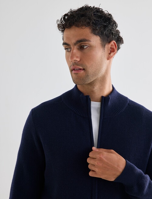 North South Merino Merino Milano Full Zip Jumper, Navy product photo View 06 L