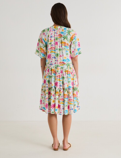 Zest Holiday Flutter Tiered Dress, Beach Print product photo View 02 L