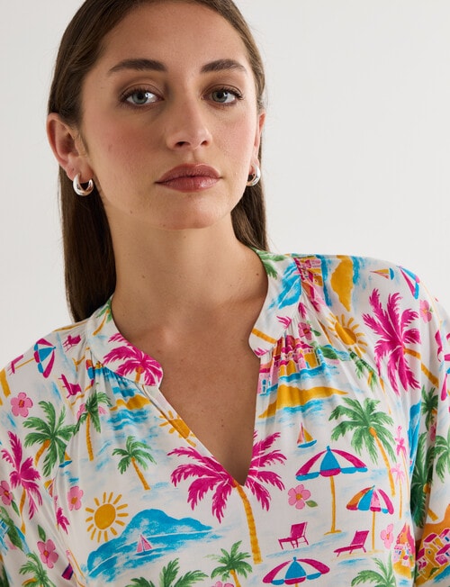 Zest Holiday Flutter Tiered Dress, Beach Print product photo View 04 L