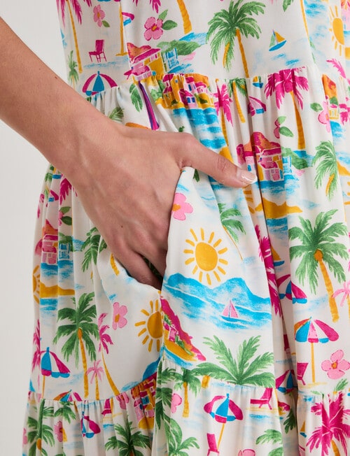 Zest Holiday Flutter Tiered Dress, Beach Print product photo View 05 L