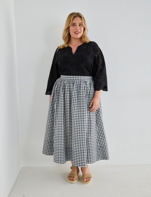 Studio Curve Gingham Skirt, Black product photo View 06 L