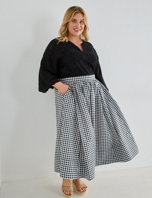Studio Curve Gingham Skirt, Black product photo