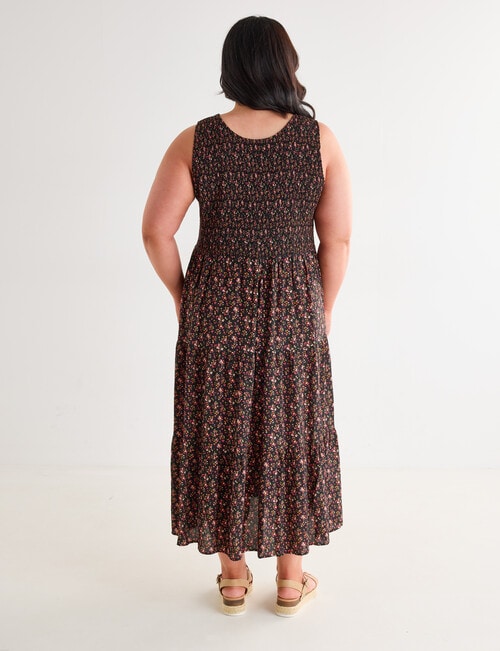 Studio Curve Shirred Bodice SL Dress, Tea Party Ditsy product photo View 02 L